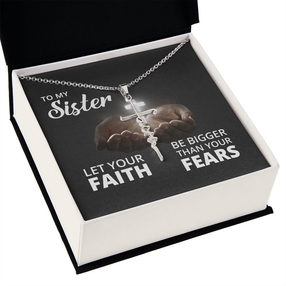 Let your faith be bigger than your fears, Faith Cross Necklace, Scripture Encouragement Jewelry Gift, Motivation