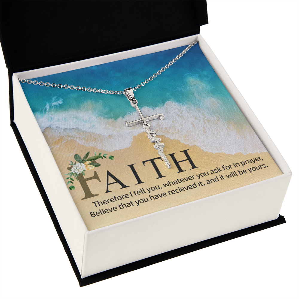 Therefor I tell you, Faith Cross Necklace, Scripture Encouragement Jewelry Gift, Motivation
