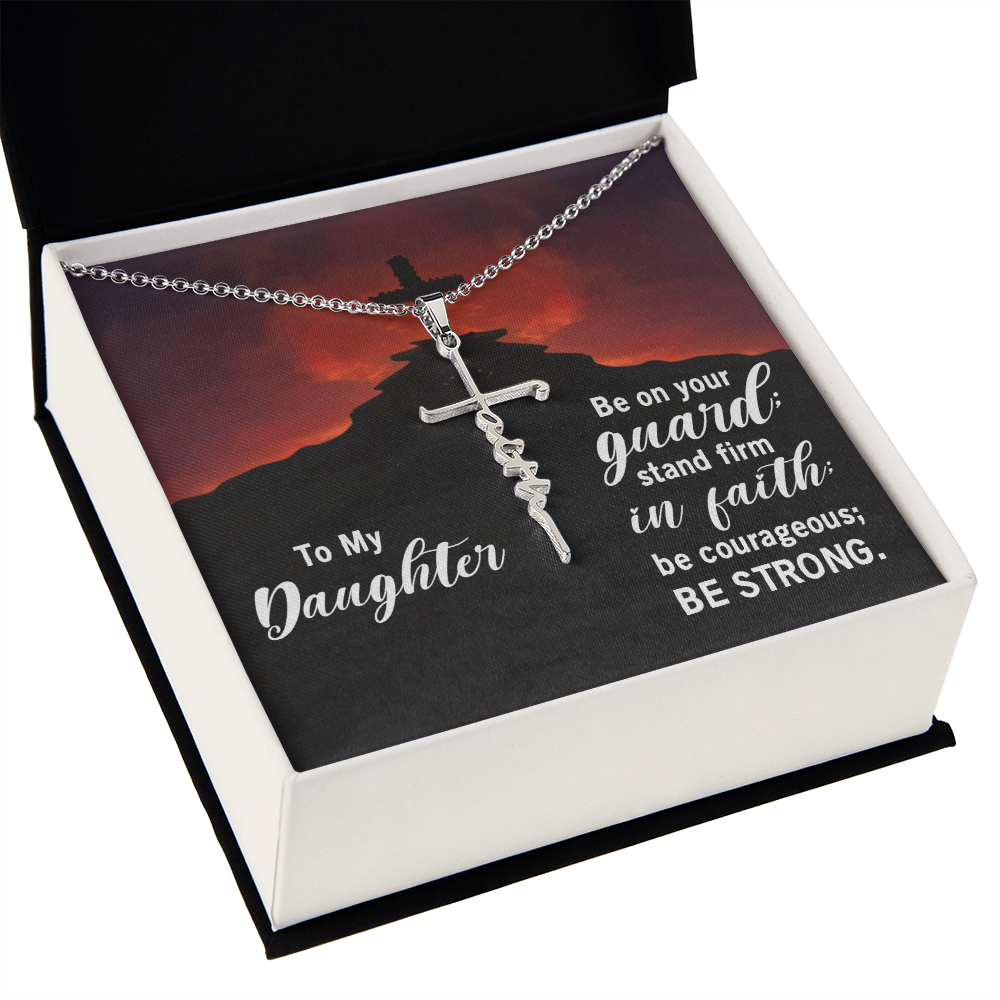 To my daughter, Stand firm in faith, Faith Cross Necklace, Scripture Encouragement Jewelry Gift, Motivation