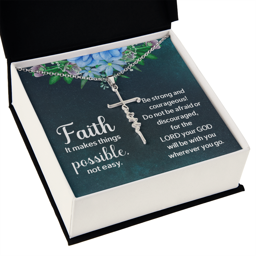 Faith - It makes things possible, Faith Cross Necklace, Scripture Encouragement Jewelry Gift, Motivation
