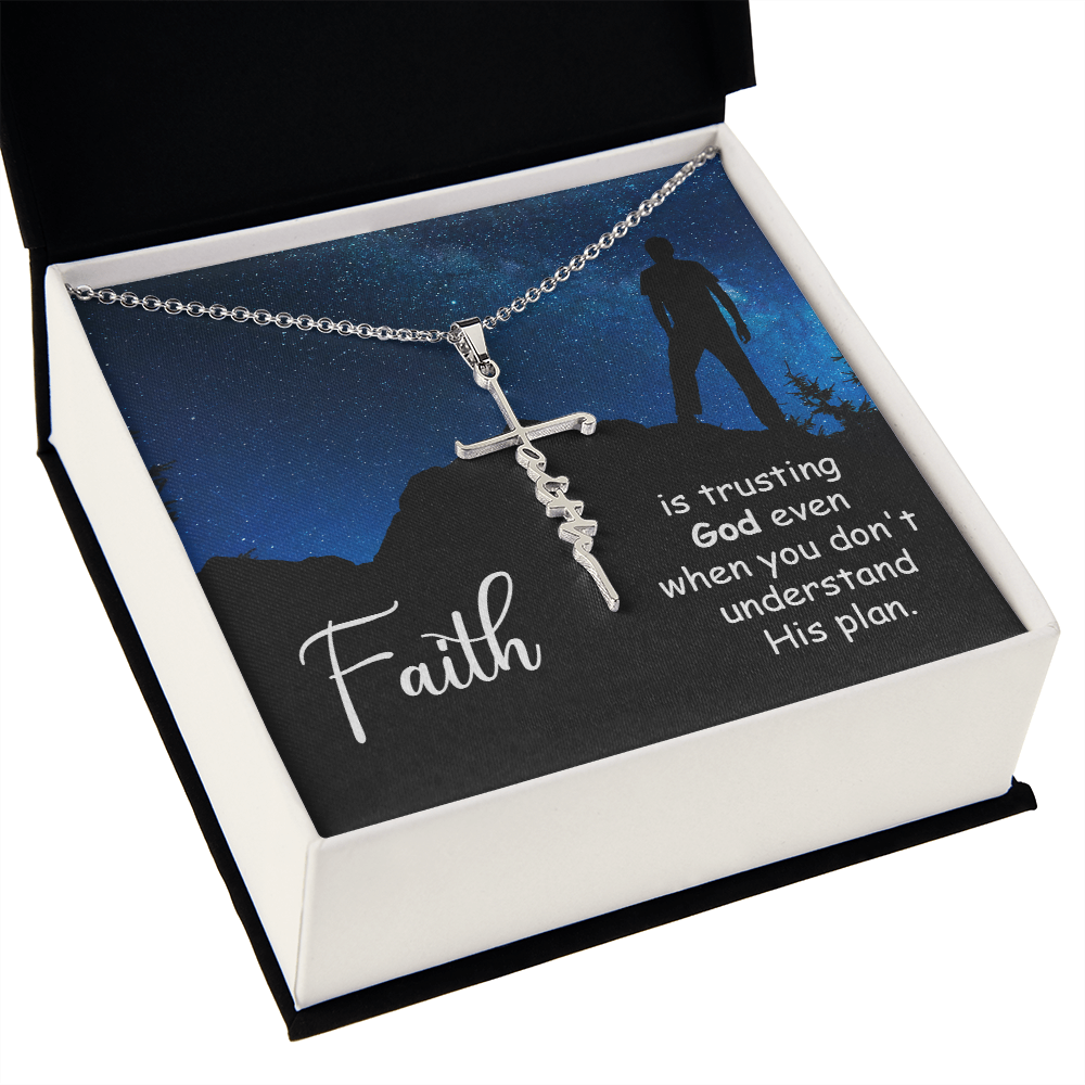Faith Cross Necklace, Scripture Encouragement Jewelry Gift, Motivation