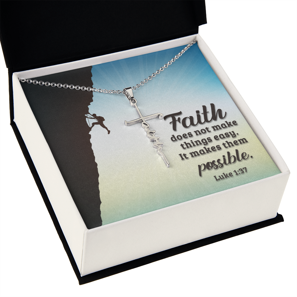 Faith Cross Necklace, Scripture Encouragement Jewelry Gift, Motivation