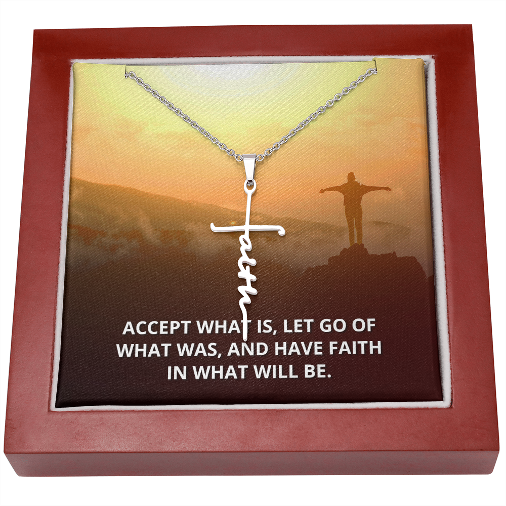 Faith Cross Necklace, Scripture Encouragement Jewelry Gift, Motivation