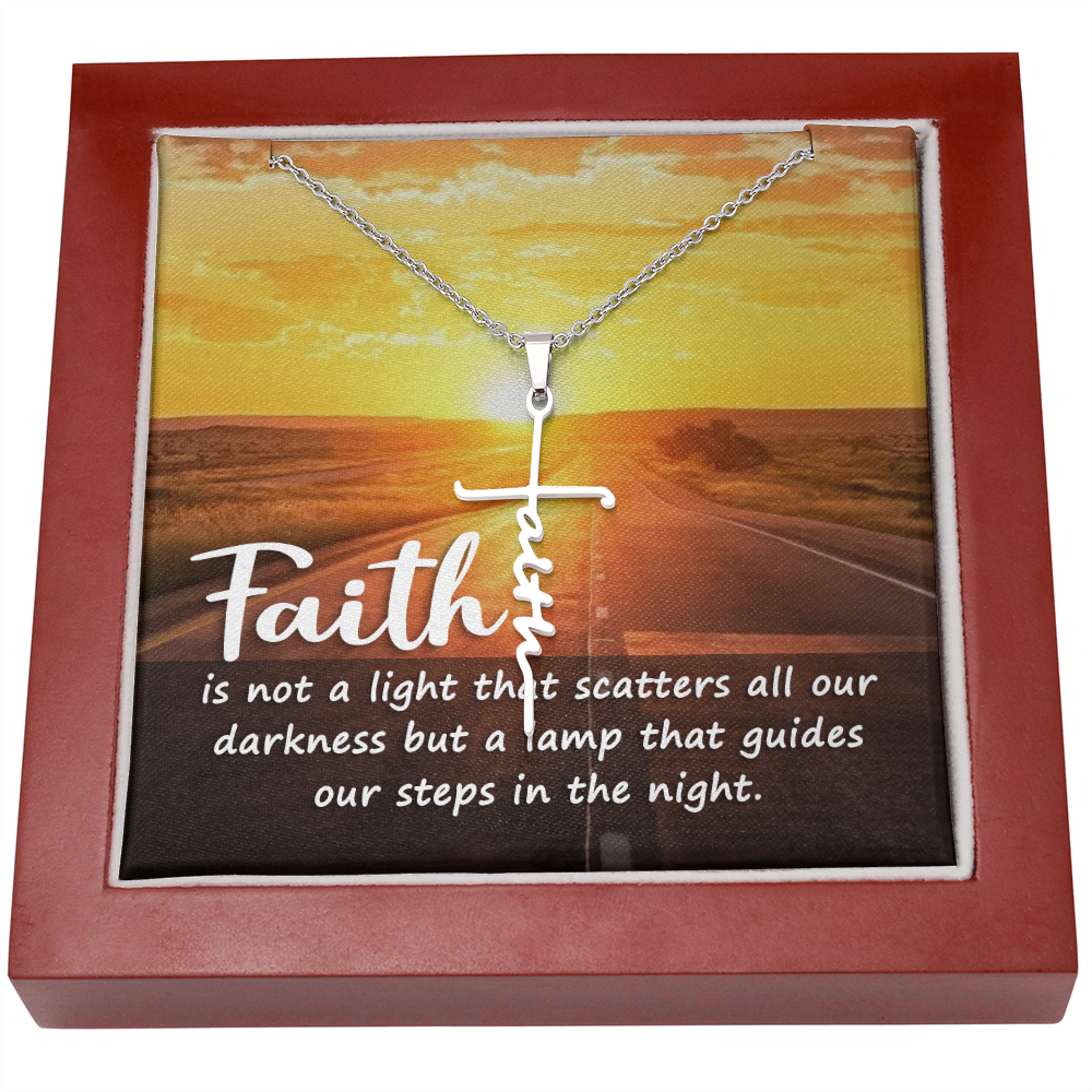 Faith is not a light, Faith Cross Necklace, Scripture Encouragement Jewelry Gift, Motivation