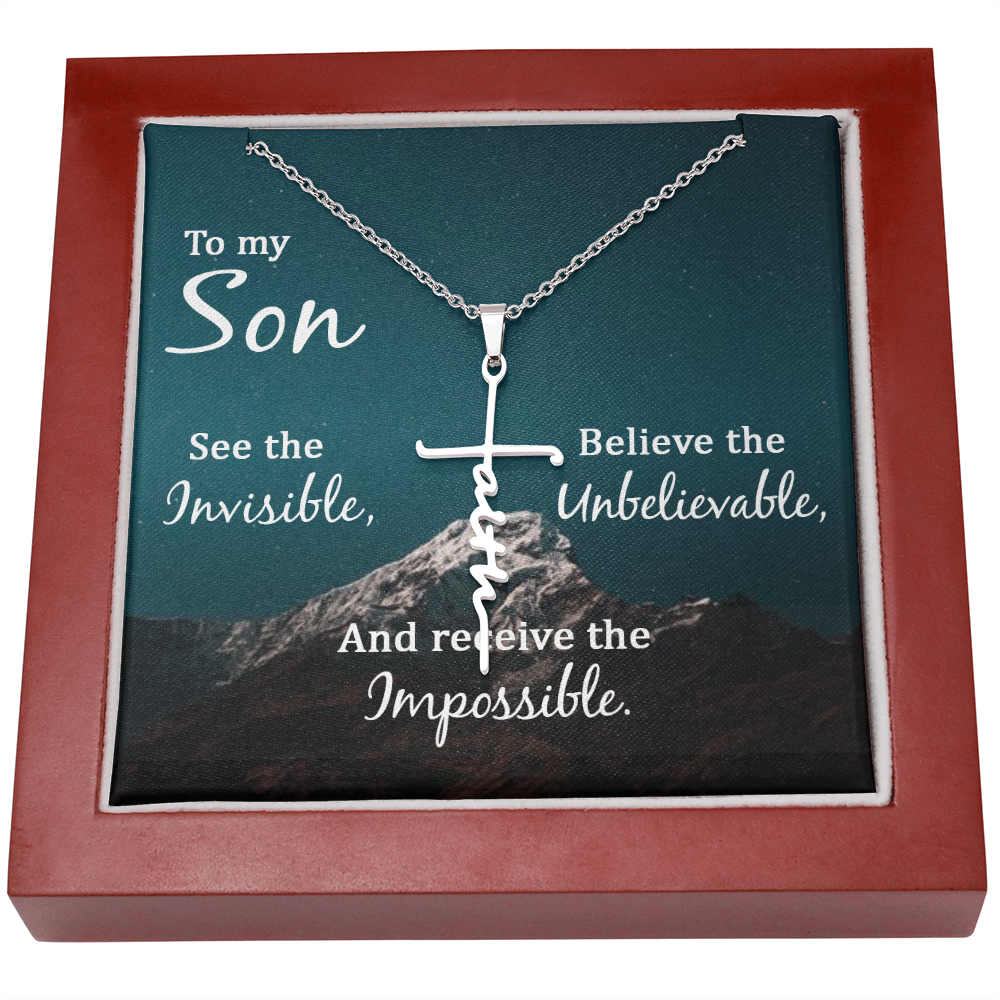 Son Faith Cross Necklace, Scripture Encouragement Jewelry Gift, Motivation