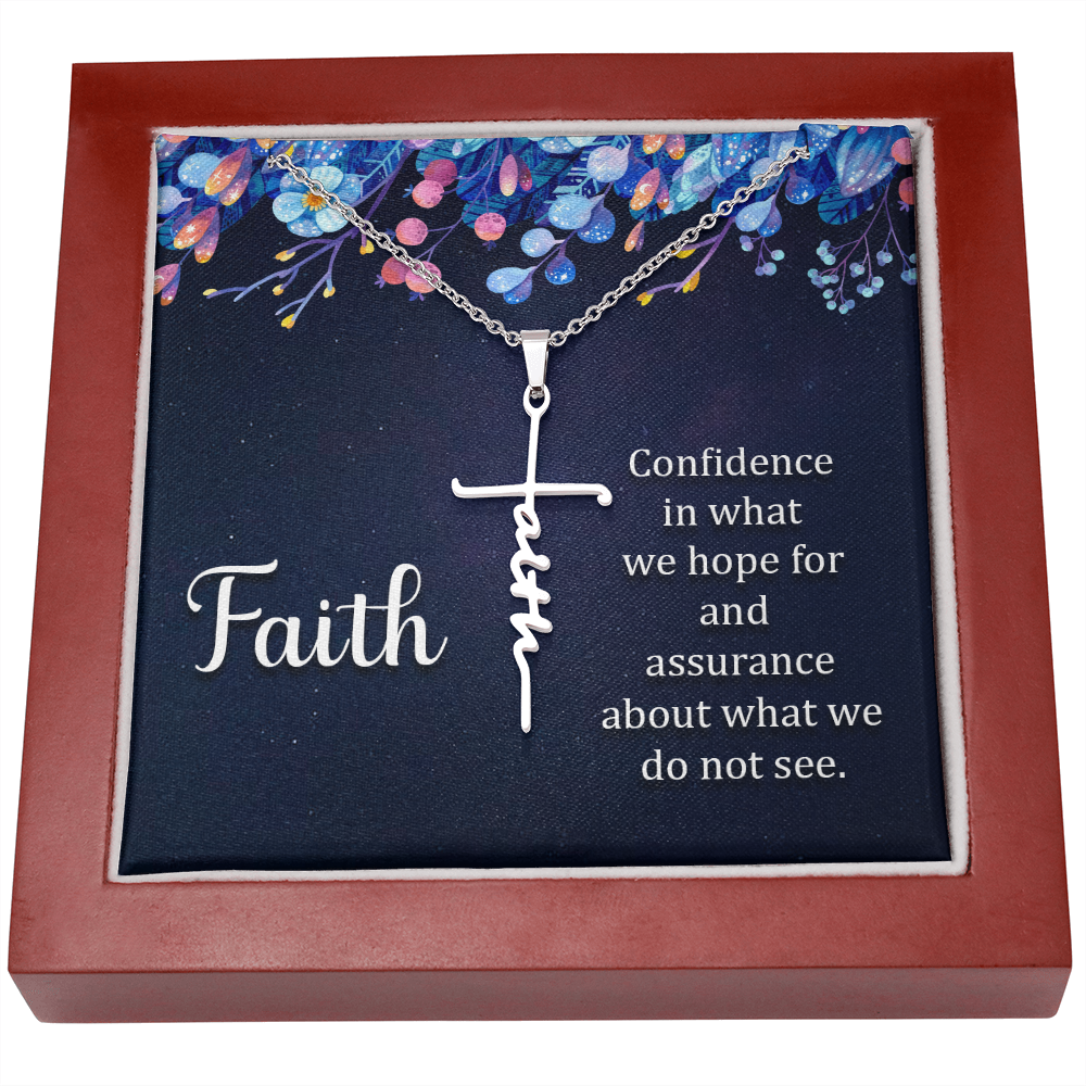 Faith Cross Necklace, Scripture Encouragement Jewelry Gift, Motivation