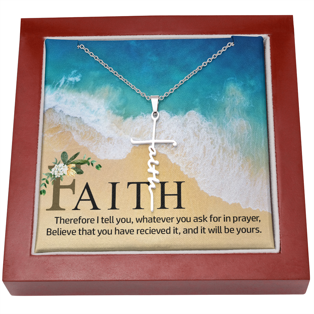 Therefor I tell you, Faith Cross Necklace, Scripture Encouragement Jewelry Gift, Motivation