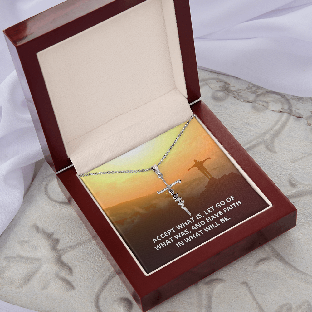 Faith Cross Necklace, Scripture Encouragement Jewelry Gift, Motivation