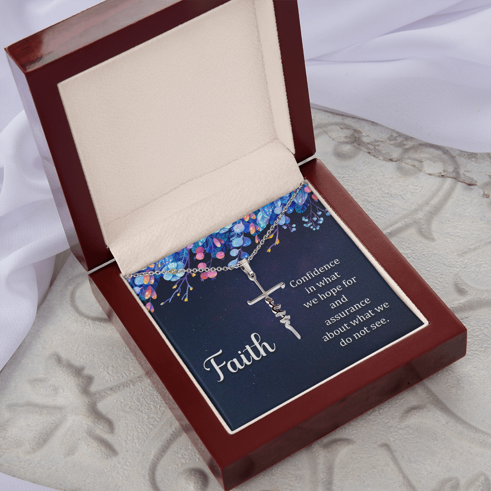Faith Cross Necklace, Scripture Encouragement Jewelry Gift, Motivation