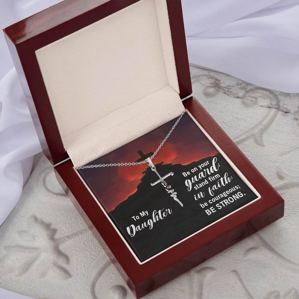 To my daughter, Stand firm in faith, Faith Cross Necklace, Scripture Encouragement Jewelry Gift, Motivation