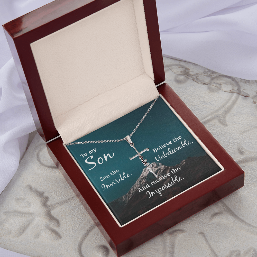 Son Faith Cross Necklace, Scripture Encouragement Jewelry Gift, Motivation