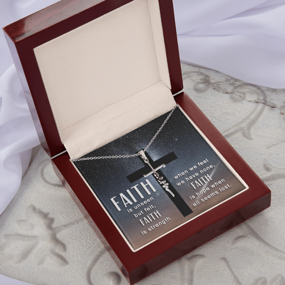 Faith is unseen but felt, Faith Cross Necklace, Scripture Encouragement Jewelry Gift, Motivation