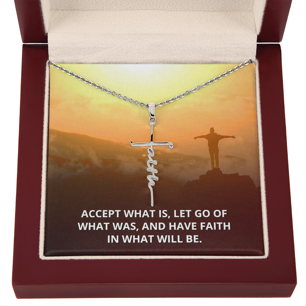 Faith Cross Necklace, Scripture Encouragement Jewelry Gift, Motivation