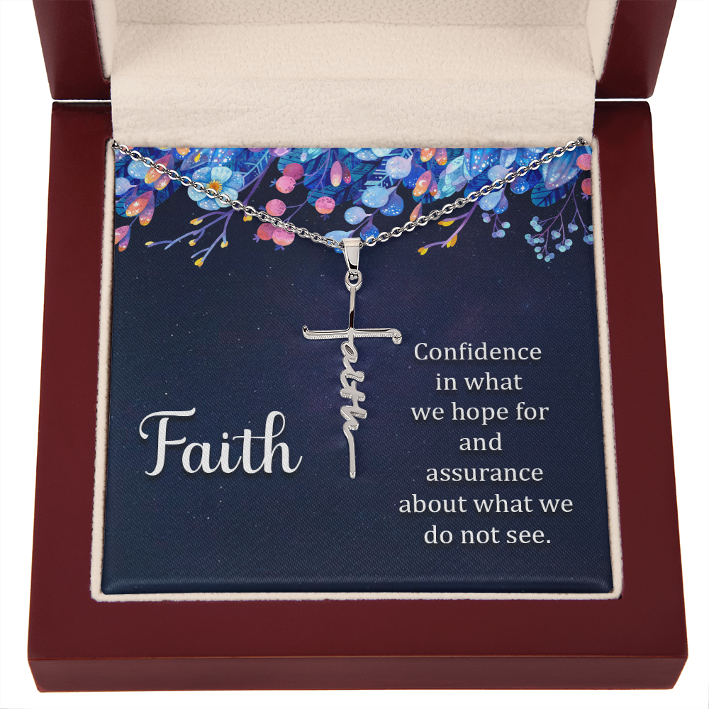Faith Cross Necklace, Scripture Encouragement Jewelry Gift, Motivation