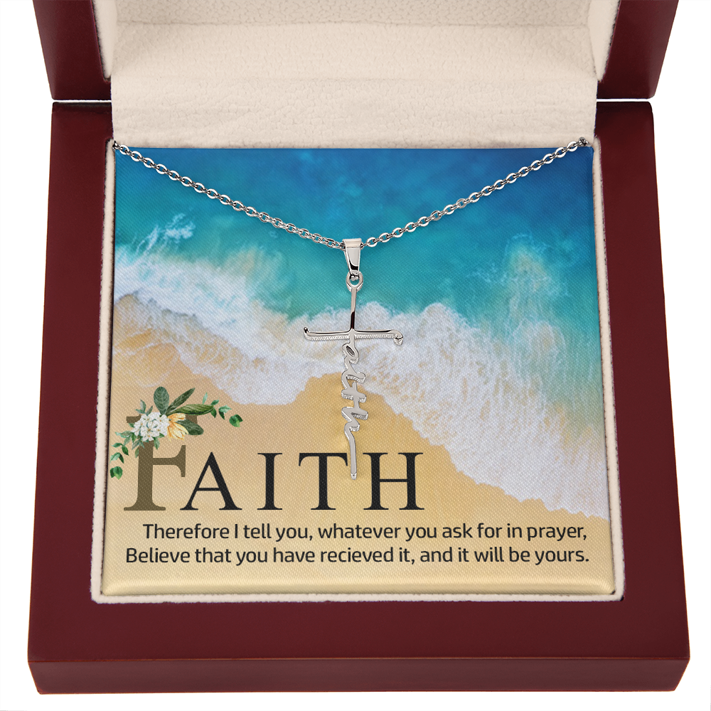 Therefor I tell you, Faith Cross Necklace, Scripture Encouragement Jewelry Gift, Motivation