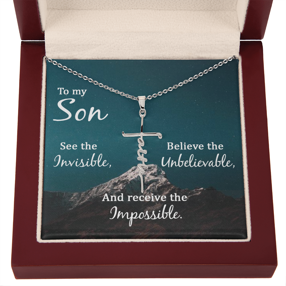 Son Faith Cross Necklace, Scripture Encouragement Jewelry Gift, Motivation