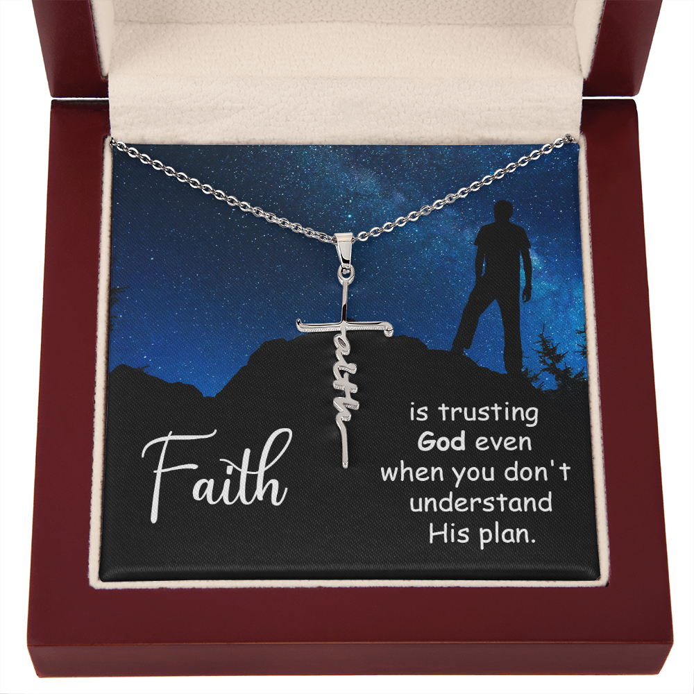 Faith Cross Necklace, Scripture Encouragement Jewelry Gift, Motivation