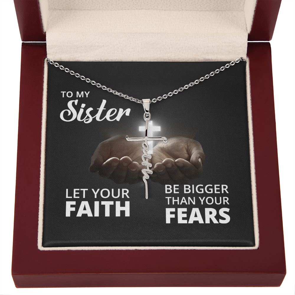 Let your faith be bigger than your fears, Faith Cross Necklace, Scripture Encouragement Jewelry Gift, Motivation