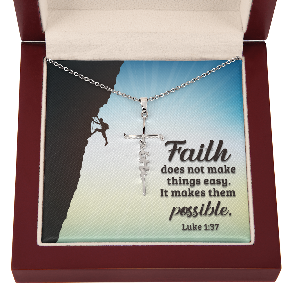 Faith Cross Necklace, Scripture Encouragement Jewelry Gift, Motivation
