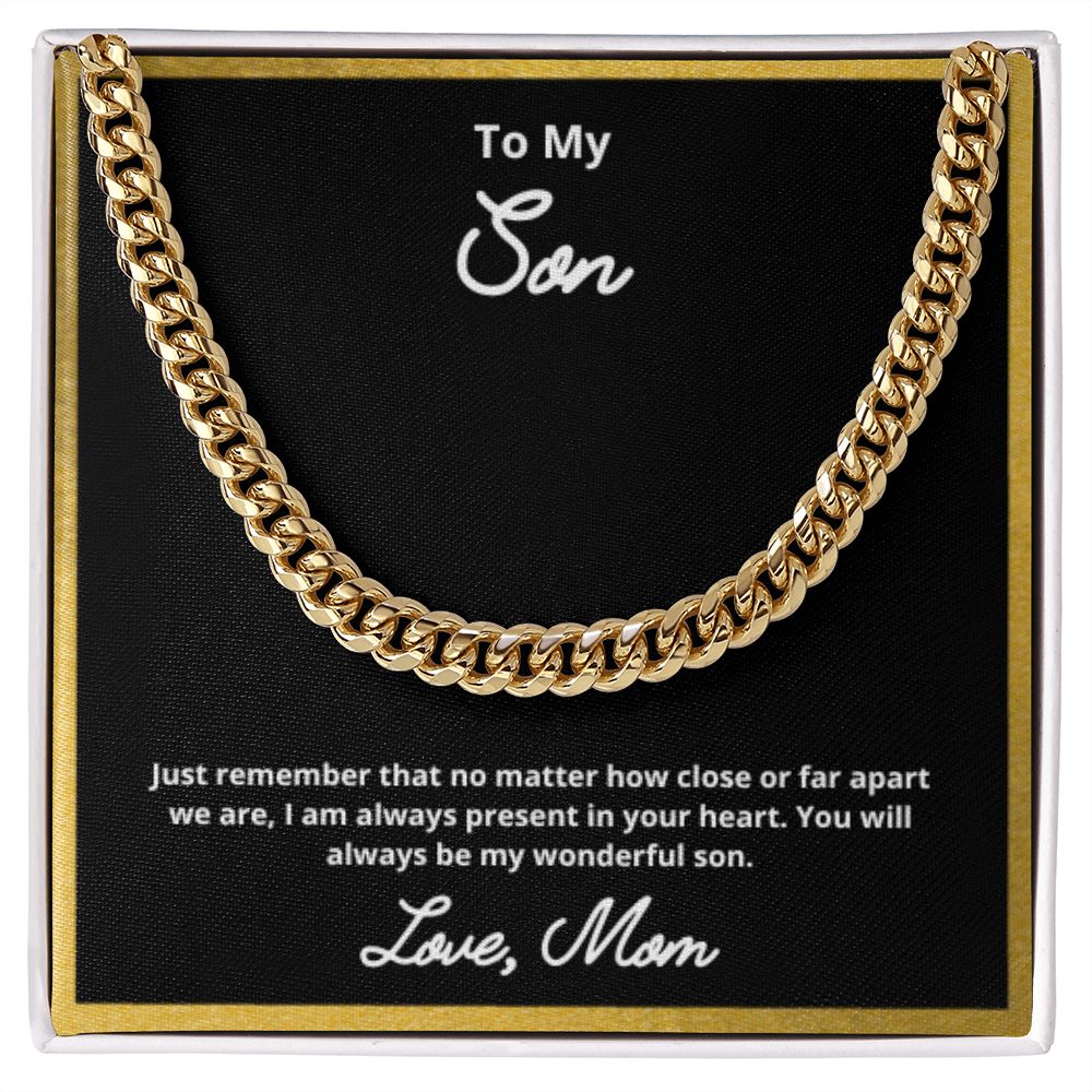 To My Son Necklace, Father Son Necklace, Father to Son Birthday Gift, Gifts to Son from Dad, Cuban Link Chain Necklace Gift, Message Card Jewelry