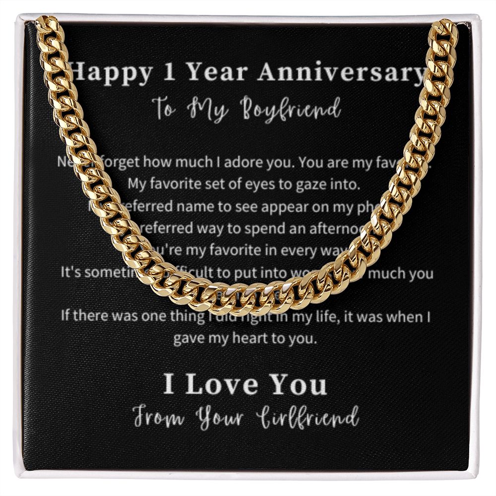 Cuban Link Chain Necklace Gift For Him, Birthday Gift For Him, Christmas Gift Jewelry For Him