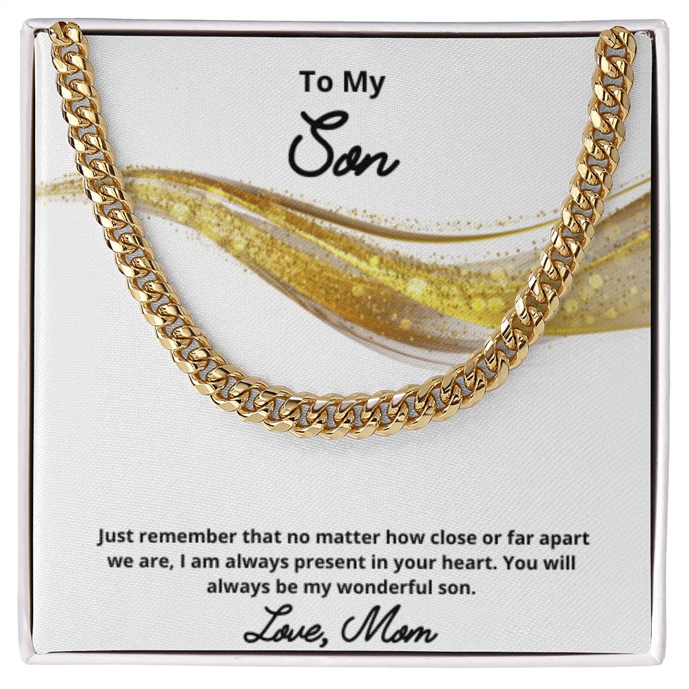To My Son Necklace, Mother Son Necklace, Mother to Son Birthday Gift, Gifts to Son from Mom, Cuban Link Chain Necklace Gift, Message Card Jewelry