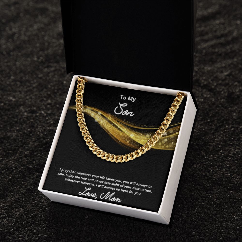 To My Son Necklace, Mother Son Necklace, Mother to Son Birthday Gift, Gifts to Son from Mom, Cuban Link Chain Necklace Gift, Message Card Jewelry