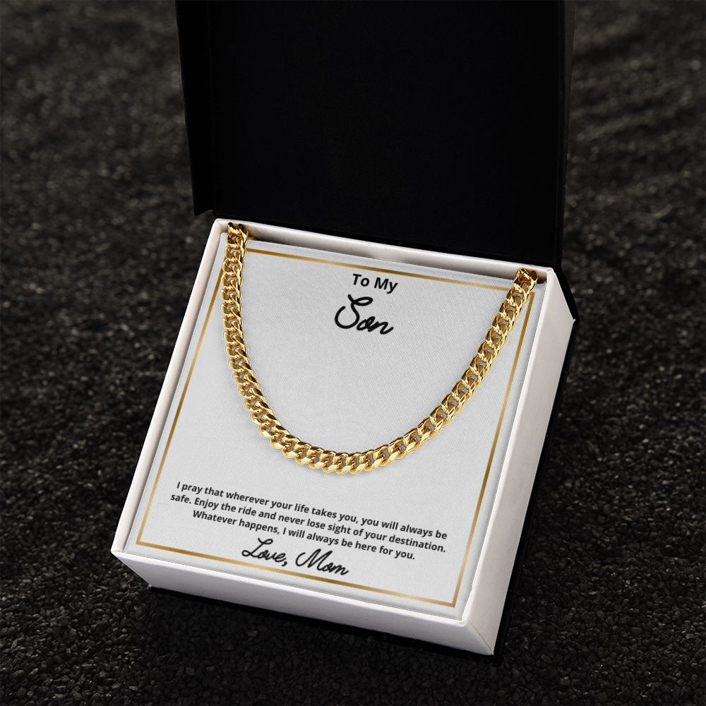 To My Son Necklace, Mother Son Necklace, Mother to Son Birthday Gift, Gifts to Son from Mom, Cuban Link Chain Necklace Gift, Message Card Jewelry