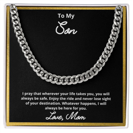To My Son Necklace, Father Son Necklace, Father to Son Birthday Gift, Gifts to Son from Dad, Cuban Link Chain Necklace Gift, Message Card Jewelry