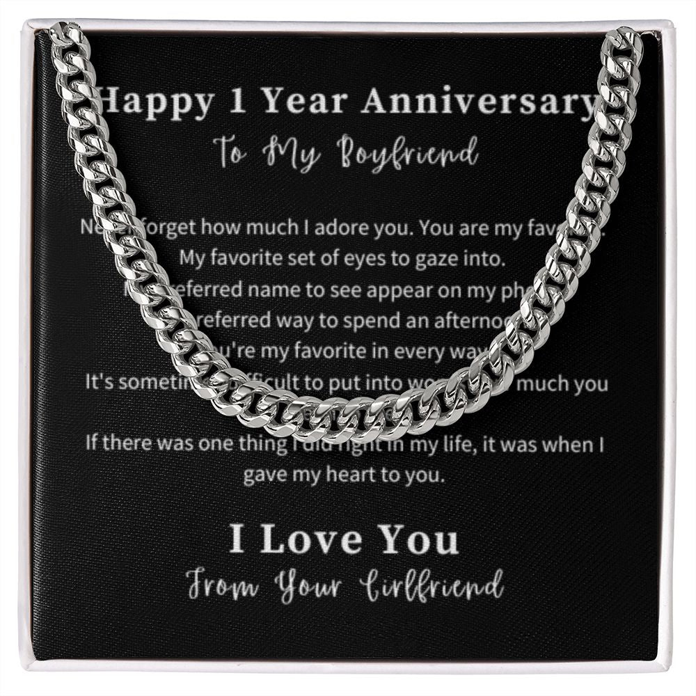 Cuban Link Chain Necklace Gift For Him, Birthday Gift For Him, Christmas Gift Jewelry For Him