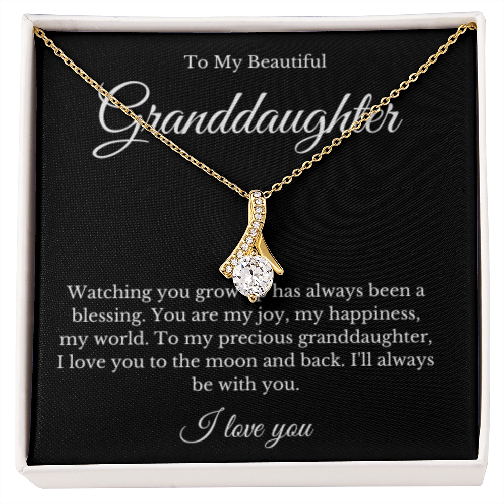 Ribbon Jewelry, Grandparents Granddaughter Necklace, Grandchild Gift, Jewelry for Granddaughter, Message Card Necklace, Minimalist Christmas Gift