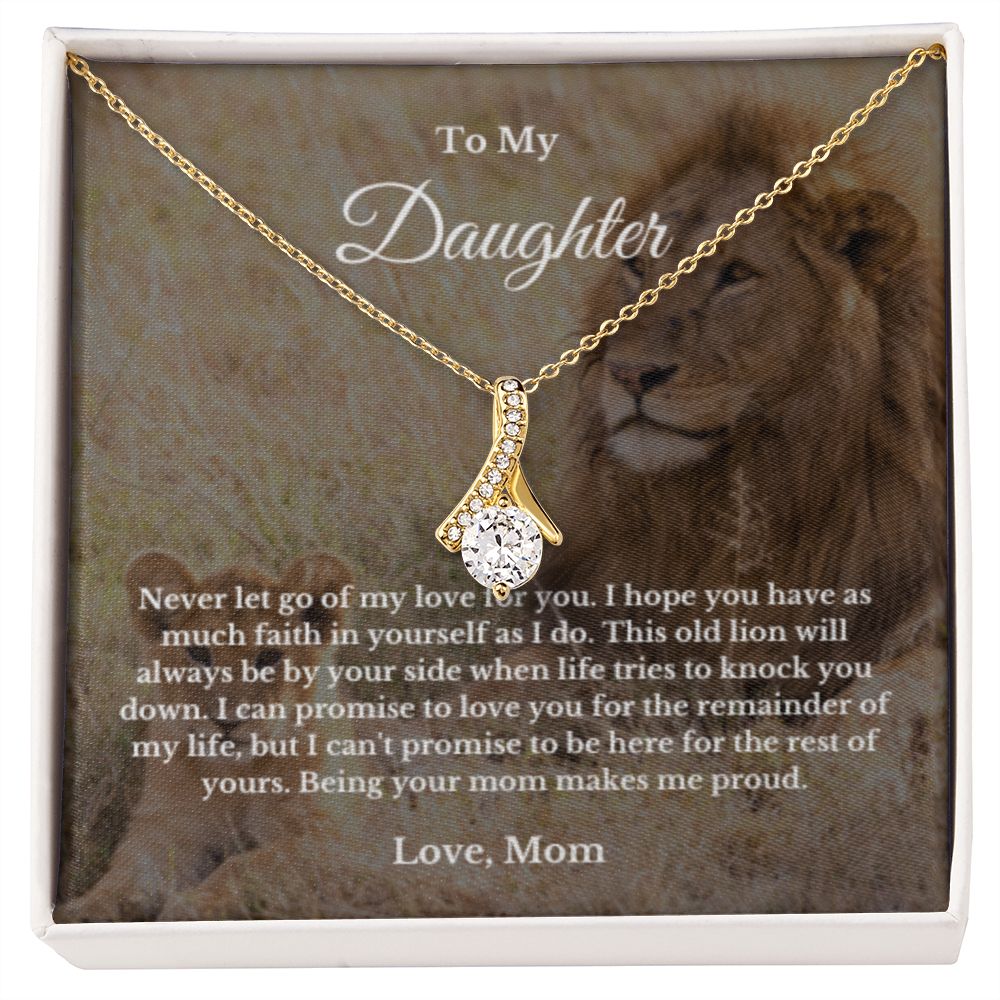 To My Daughter Necklace, Mom Daughter Necklace, Mother to Daughter Birthday Gift, Gifts to Daughter from Mom, Lion Message Card Necklace, Minimalist Jewelry