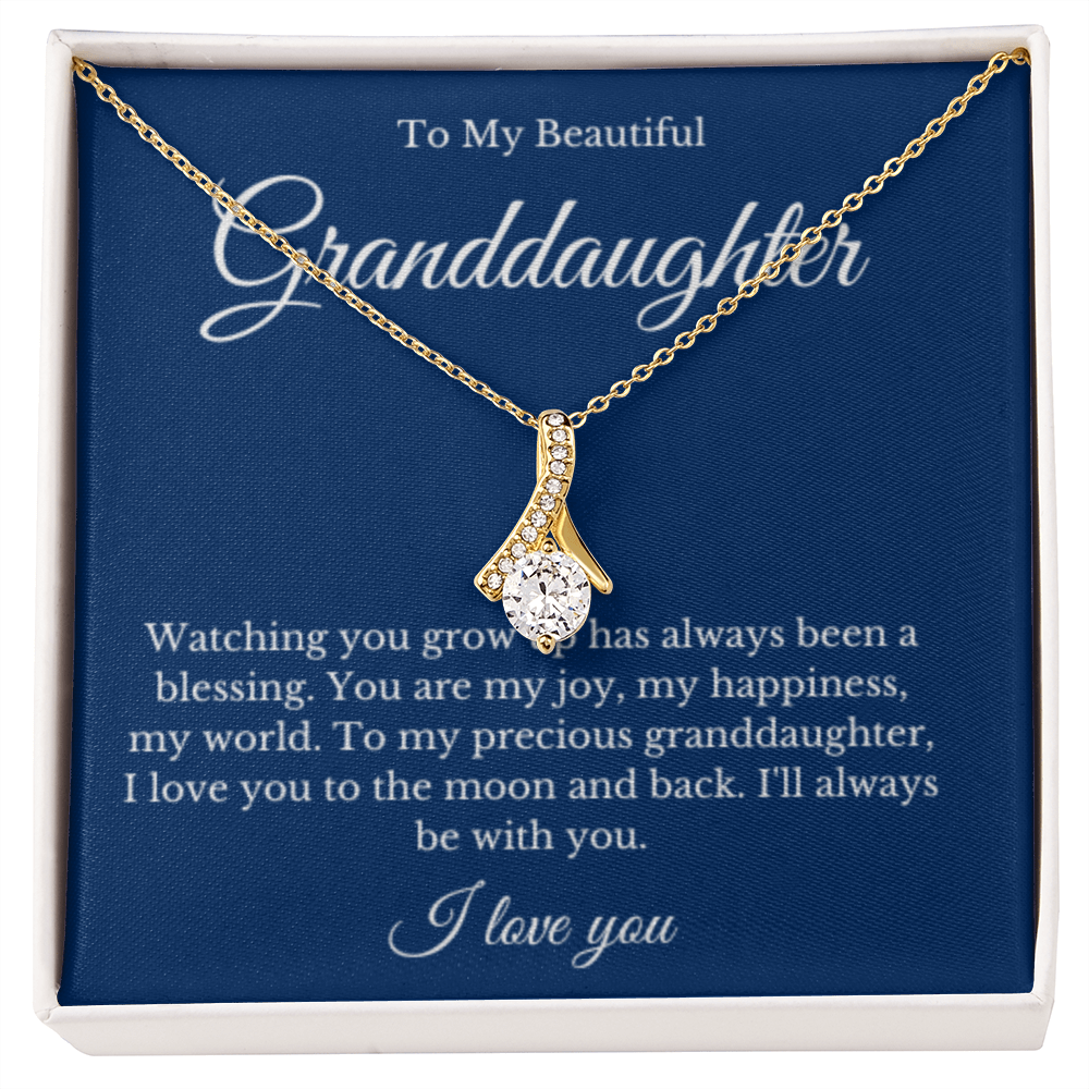 Ribbon Jewelry, Grandparents Granddaughter Necklace, Grandchild Gift, Jewelry for Granddaughter, Message Card Necklace, Minimalist Christmas Gift