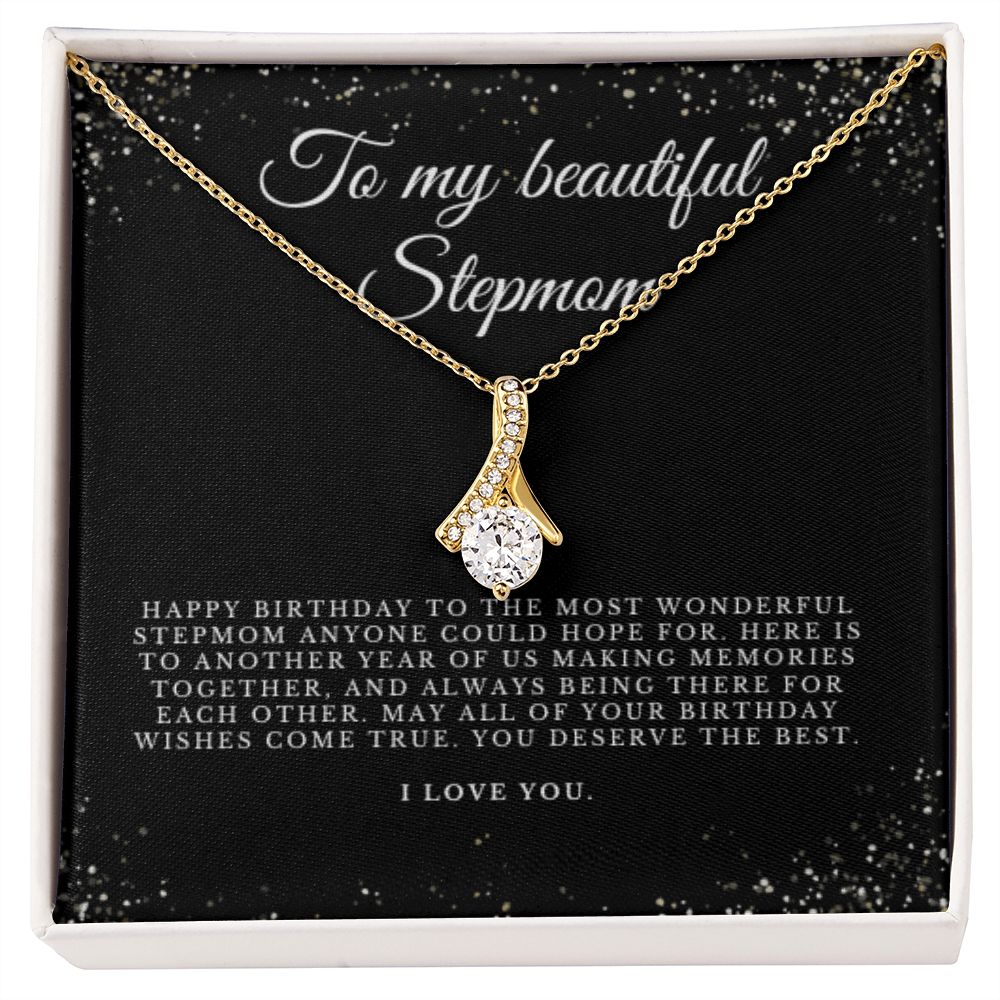 To Stepmom, Happy Birthday Gift, Stepmom Birthday Jewelry, BD Necklace Gift, Stepmother Thoughtful Gift, Message Card, Christmas Jewelry