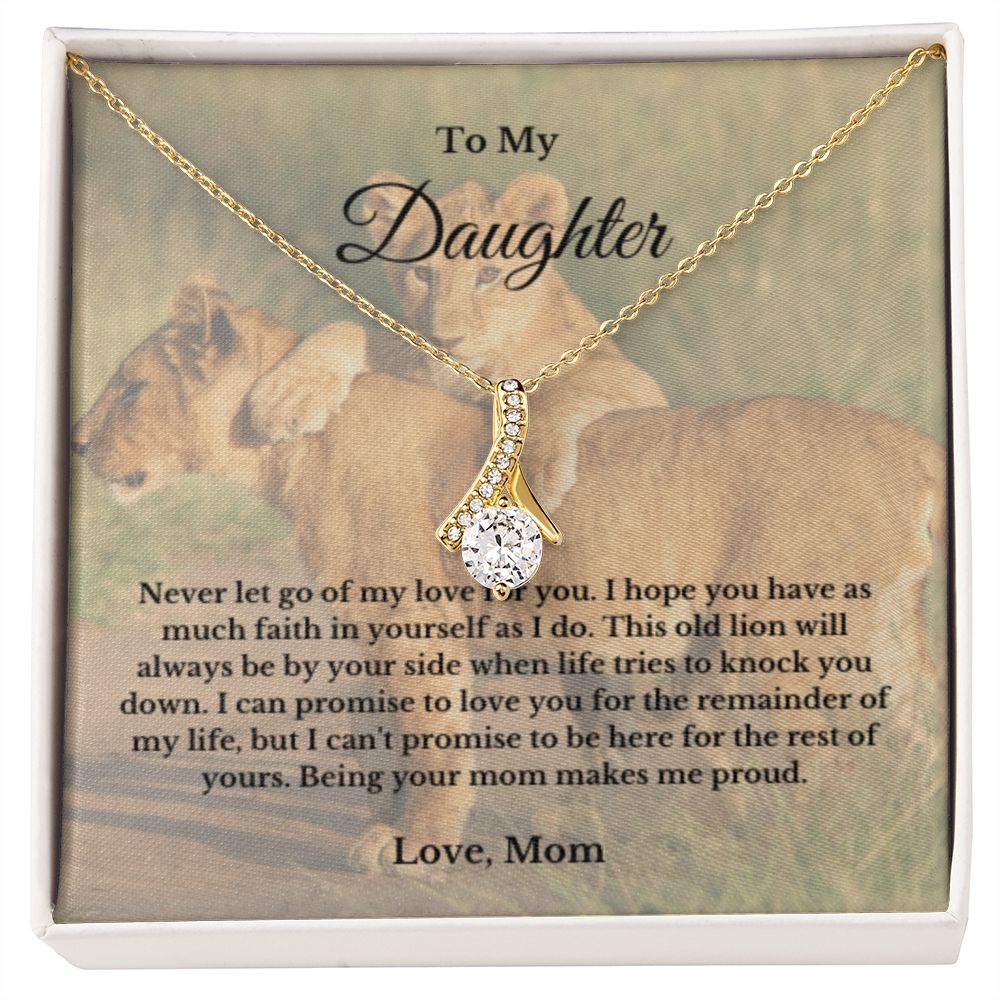 To My Daughter Necklace, Mom Daughter Necklace, Mother to Daughter Birthday Gift, Gifts to Daughter from Mom, Lion Message Card Necklace, Minimalist Jewelry