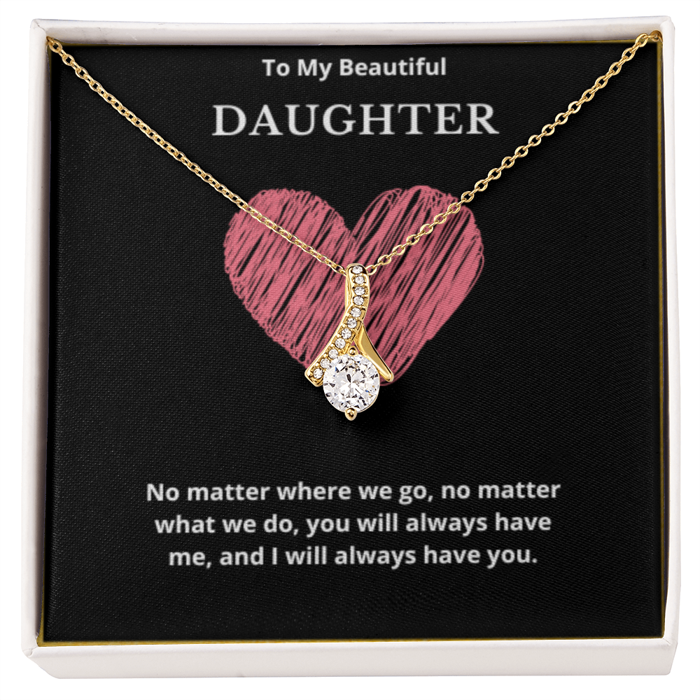 To My Beautiful Ribbon Necklace, Gift For Daughter From Mom, Daughter's Birthday, Daughter's Graduation, Daughter Jewelry
