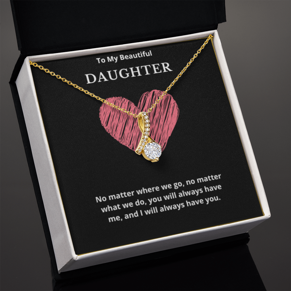 To My Beautiful Ribbon Necklace, Gift For Daughter From Mom, Daughter's Birthday, Daughter's Graduation, Daughter Jewelry