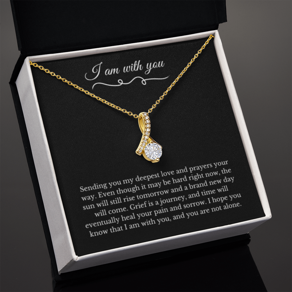 Ribbon Necklace, Dealing with Loss Gift, I am with you, Grief, Thinking of you, Bereavement Jewelry, Sympathy, Loss of Loved One Necklace, Sympathy Necklace