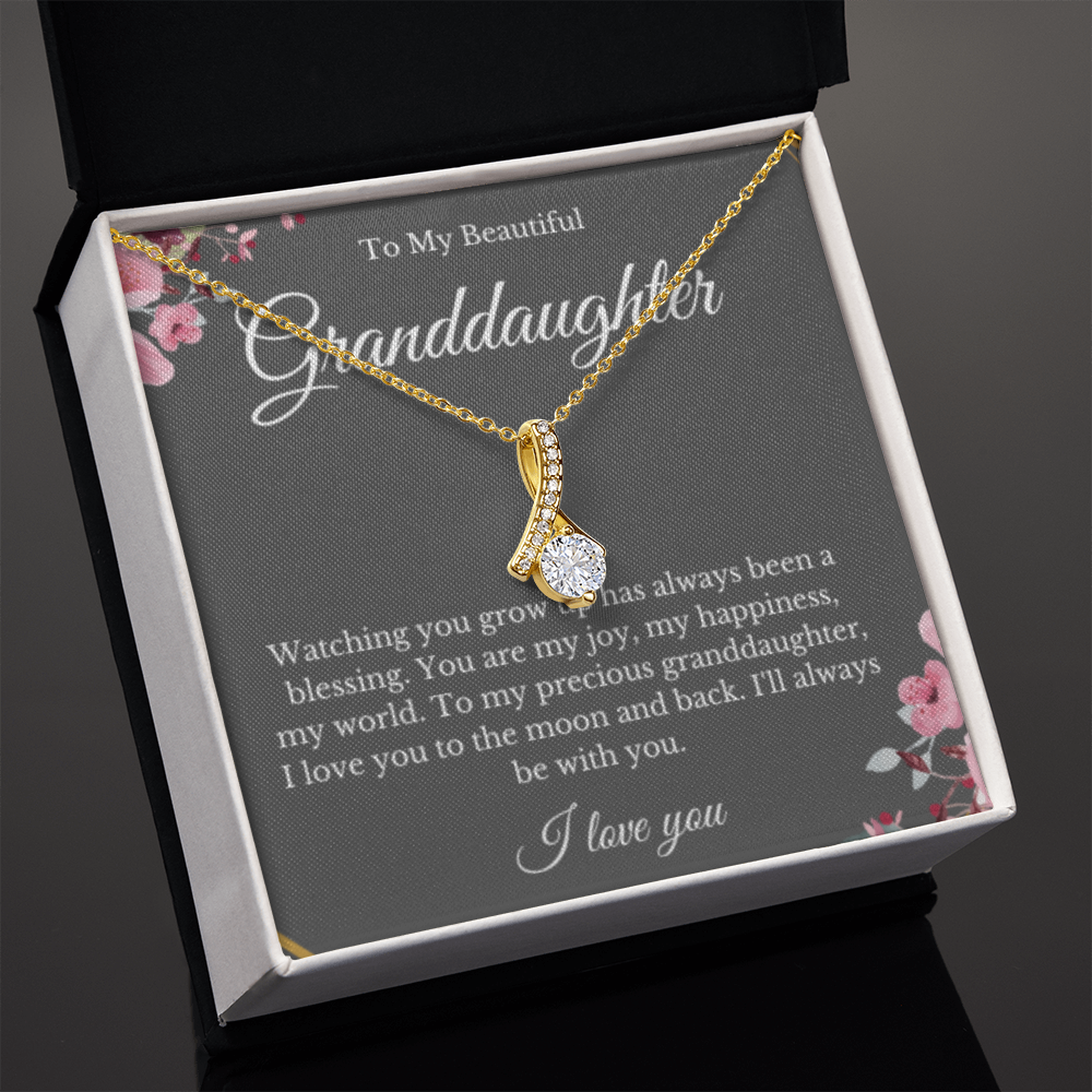 Ribbon Jewelry, Grandparents Granddaughter Necklace, Grandchild Gift, Jewelry for Granddaughter, Message Card Necklace, Minimalist Christmas Gift
