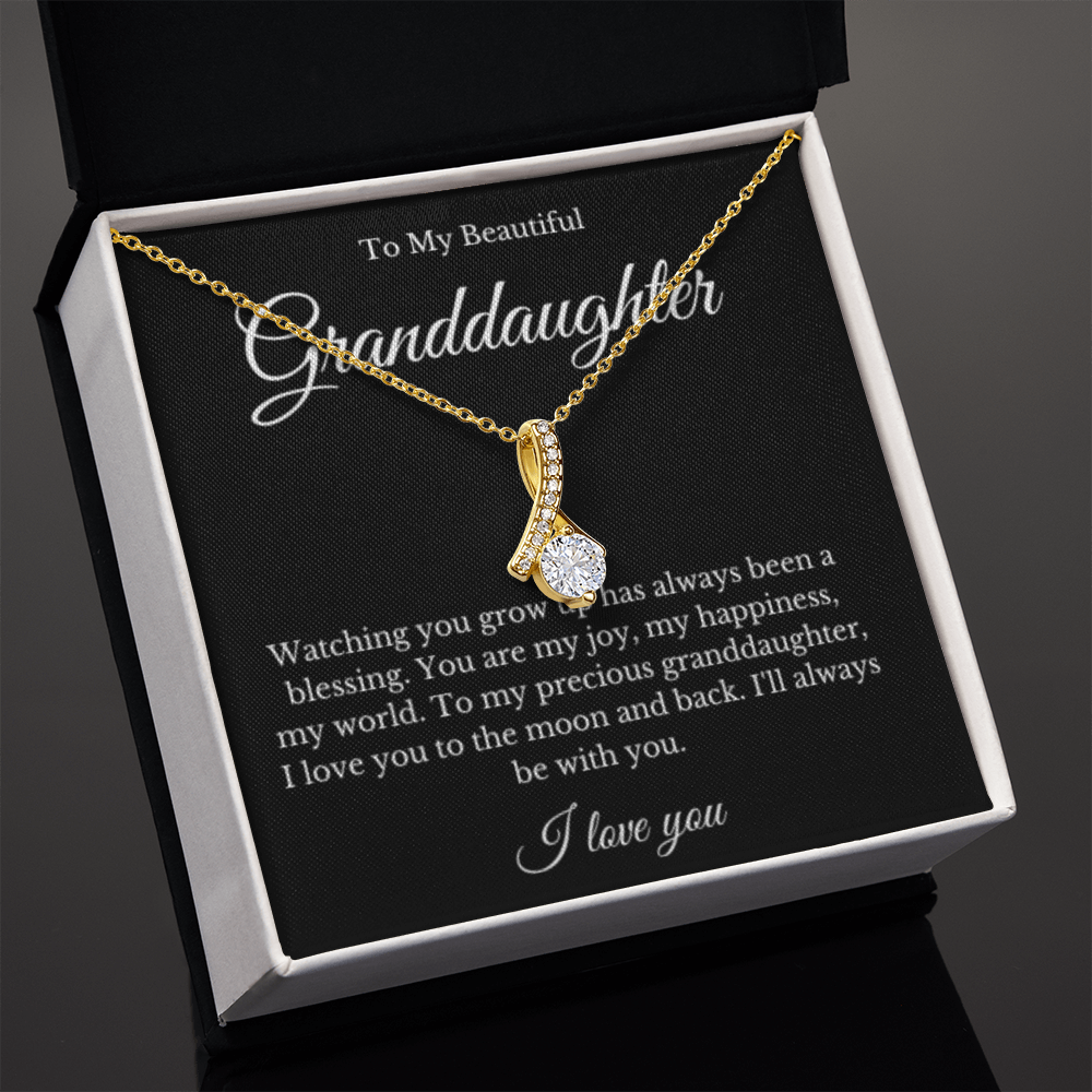 Ribbon Jewelry, Grandparents Granddaughter Necklace, Grandchild Gift, Jewelry for Granddaughter, Message Card Necklace, Minimalist Christmas Gift