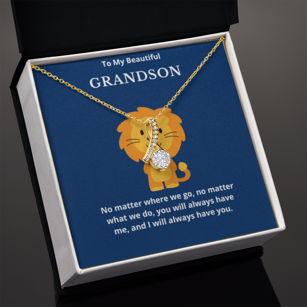 To Grandson Interlocked Hearts Necklace, Present For Grandson Birthday/Christmas Gifts For Grandson Necklace Grandson Jewelry