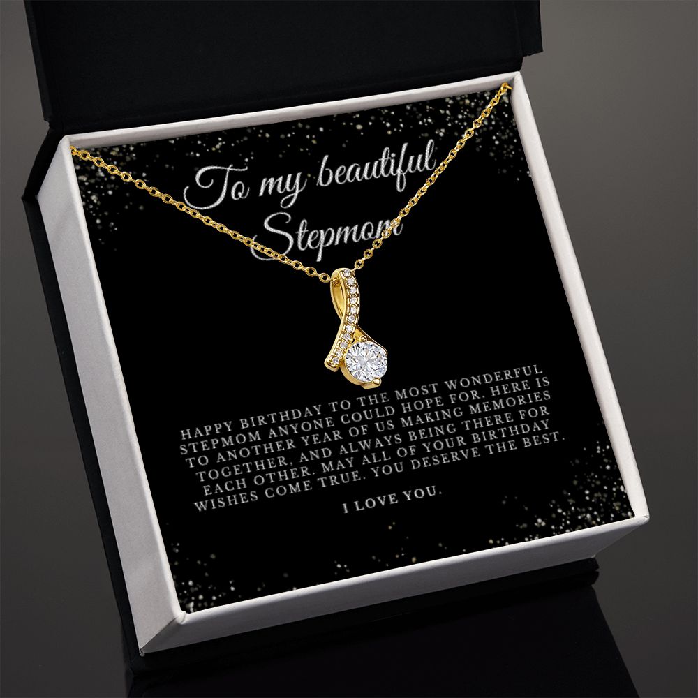 To Stepmom, Happy Birthday Gift, Stepmom Birthday Jewelry, BD Necklace Gift, Stepmother Thoughtful Gift, Message Card, Christmas Jewelry