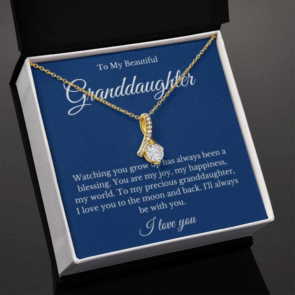 Ribbon Jewelry, Grandparents Granddaughter Necklace, Grandchild Gift, Jewelry for Granddaughter, Message Card Necklace, Minimalist Christmas Gift