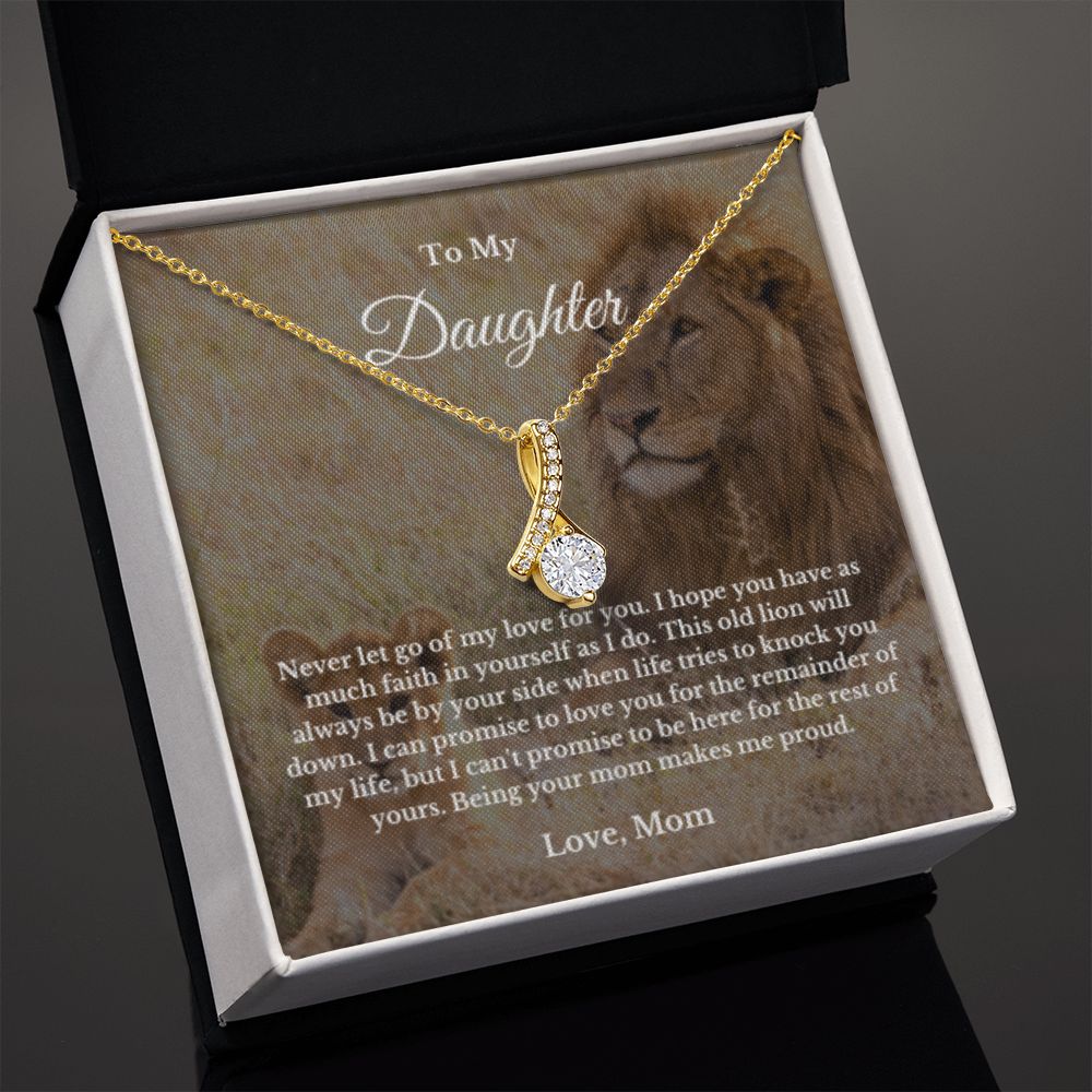To My Daughter Necklace, Mom Daughter Necklace, Mother to Daughter Birthday Gift, Gifts to Daughter from Mom, Lion Message Card Necklace, Minimalist Jewelry