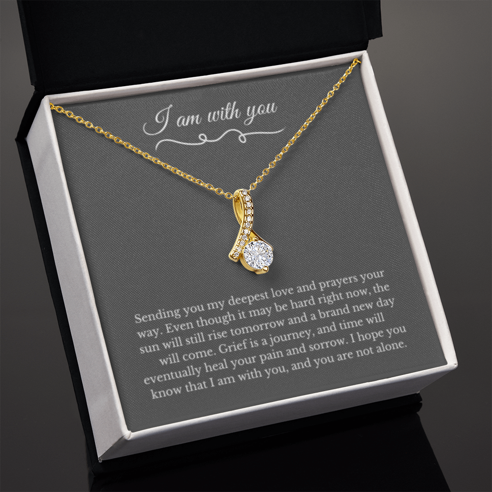 Ribbon Necklace, Dealing with Loss Gift, I am with you, Grief, Thinking of you, Bereavement Jewelry, Sympathy, Loss of Loved One Necklace, Sympathy Necklace
