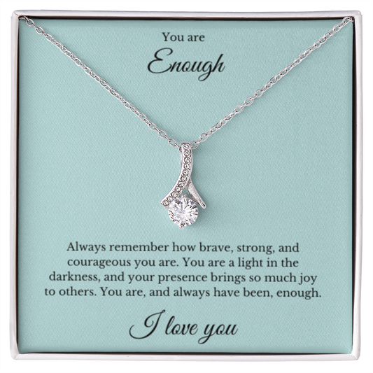 Ribbon Necklace, You Are Enough Necklace, Affirmation Necklace, Gift for Best Friend, Gift for Daughter, Encouragement Gift, Motivational Gift, Gift for Her