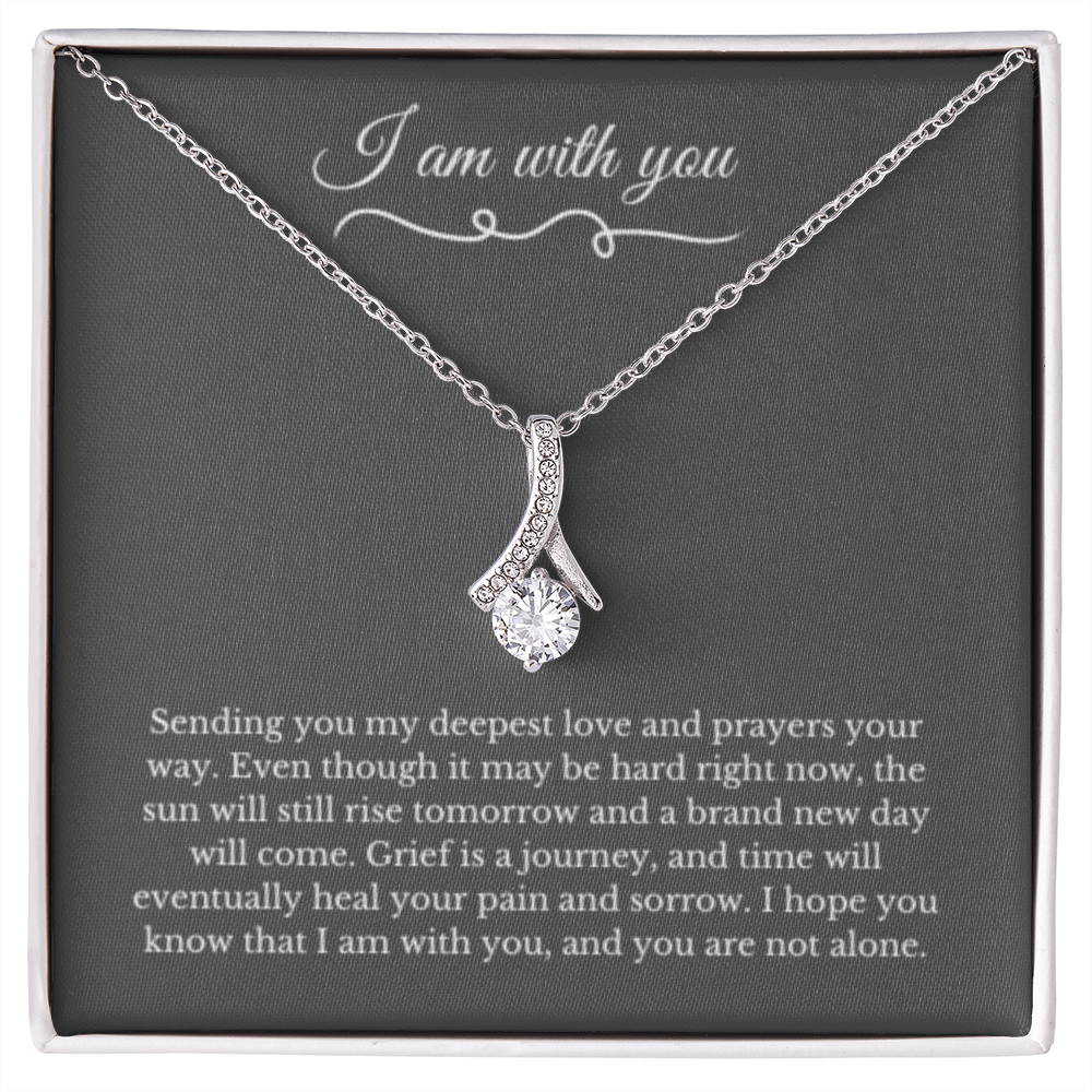 Ribbon Necklace, Dealing with Loss Gift, I am with you, Grief, Thinking of you, Bereavement Jewelry, Sympathy, Loss of Loved One Necklace, Sympathy Necklace