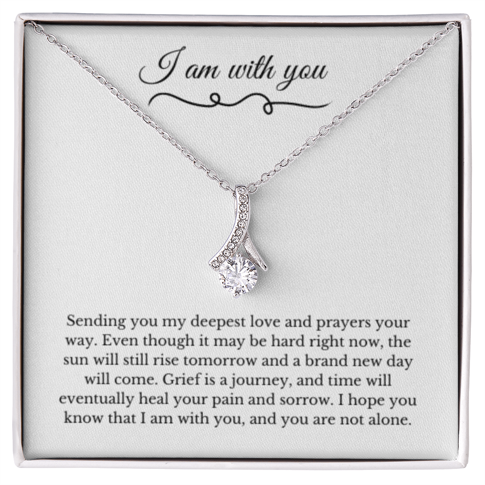 Ribbon Necklace, Dealing with Loss Gift, I am with you, Grief, Thinking of you, Bereavement Jewelry, Sympathy, Loss of Loved One Necklace, Sympathy Necklace