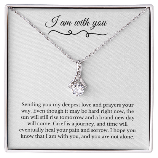 Ribbon Necklace, Dealing with Loss Gift, I am with you, Grief, Thinking of you, Bereavement Jewelry, Sympathy, Loss of Loved One Necklace, Sympathy Necklace