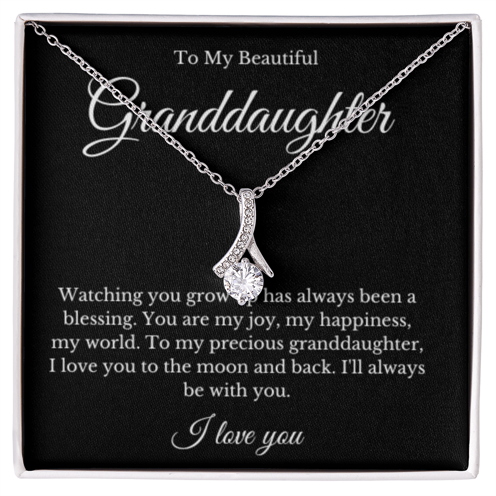 Ribbon Jewelry, Grandparents Granddaughter Necklace, Grandchild Gift, Jewelry for Granddaughter, Message Card Necklace, Minimalist Christmas Gift